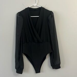Black neck blouse bodysuit